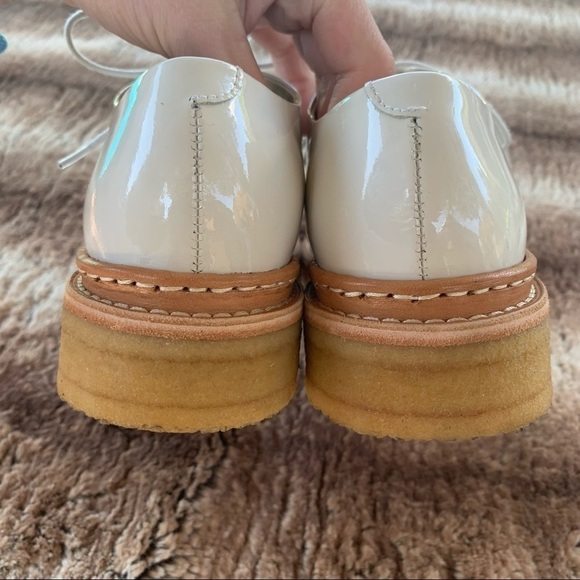 Want Les Essentiels Cordova Crepe Patent Leather White Oxfords - Picture 5 of 13
